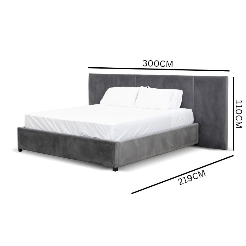 Xavier King Bed Frame - Charcoal Velvet