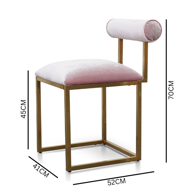 Zaynab Pink Velvet Chair - Brushed Gold Base