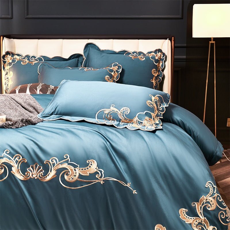 Alexandra Blue Luxury Duvet Cover Set (1000 TC) - Duvet Covers