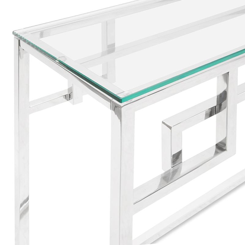 Anzu Glass Console Table - Stainless Steel Base - Console