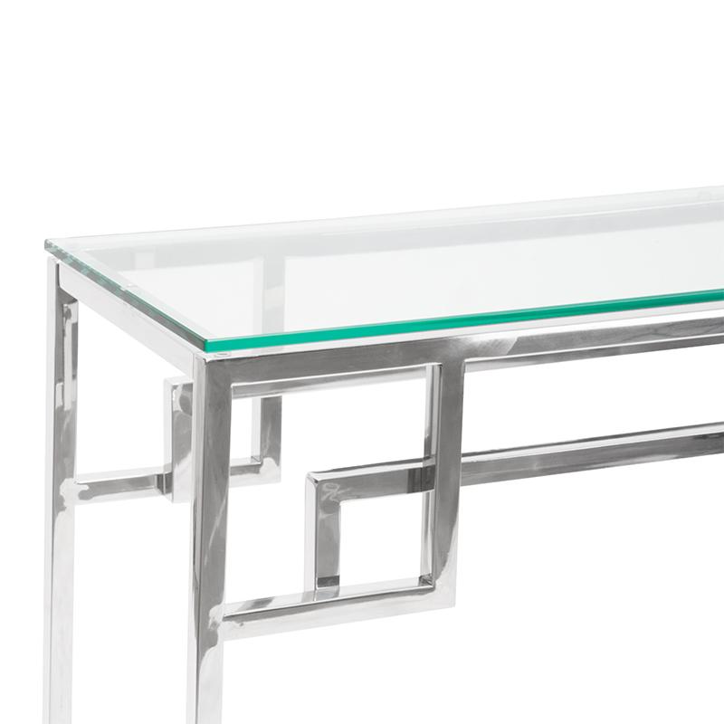 Anzu Glass Console Table - Stainless Steel Base - Console