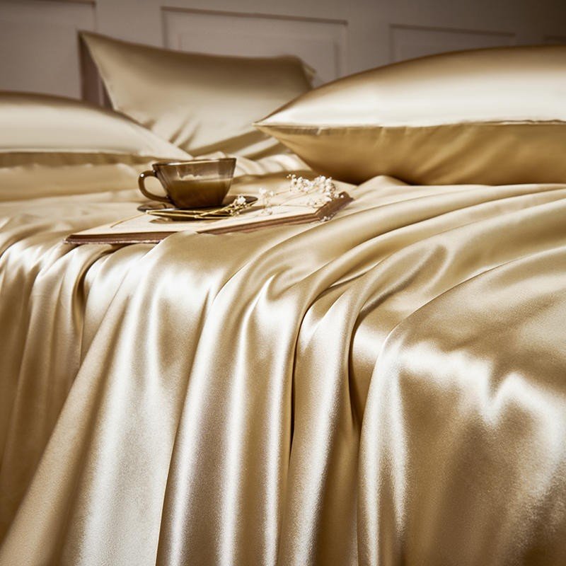 Arya Gold 25 Momme Mulberry Silk Duvet Cover Set - Duvet Covers