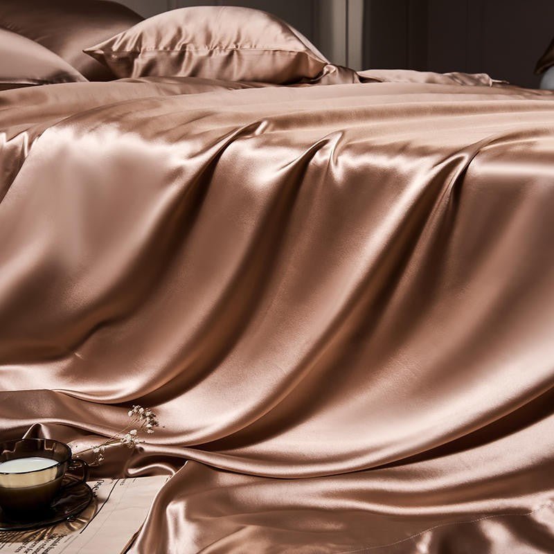 Arya Rose Gold 25 Momme Mulberry Silk Duvet Cover Set - Duvet Covers