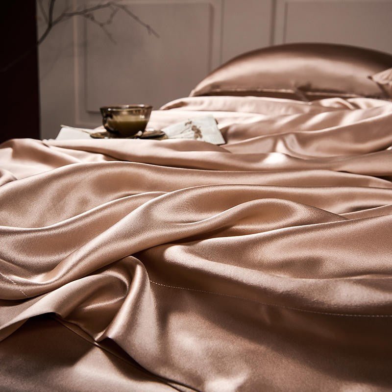 Arya Rose Gold 25 Momme Mulberry Silk Duvet Cover Set - Duvet Covers