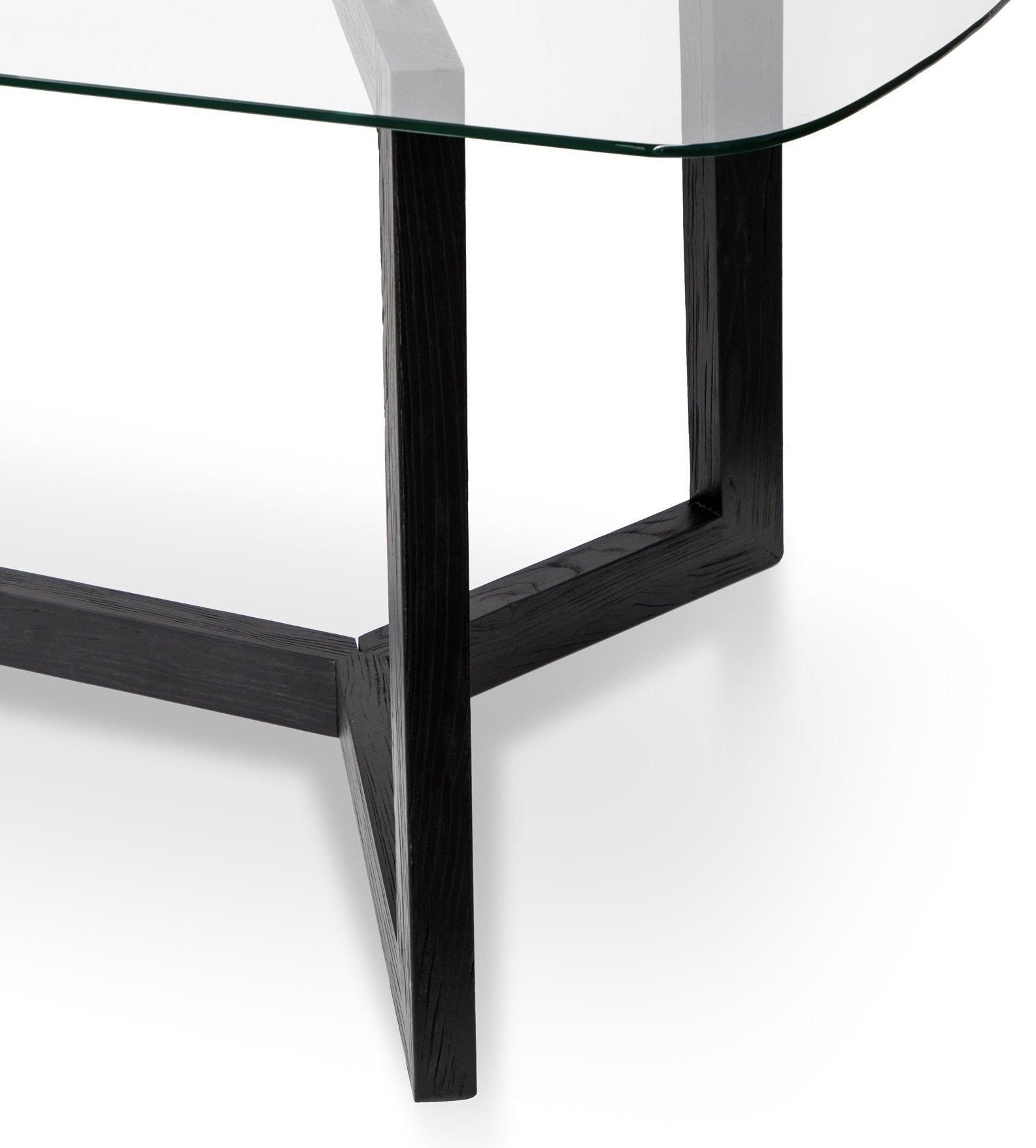 Ashley 2.4m Dining Table - Glass Top with Black Base - Dining Tables