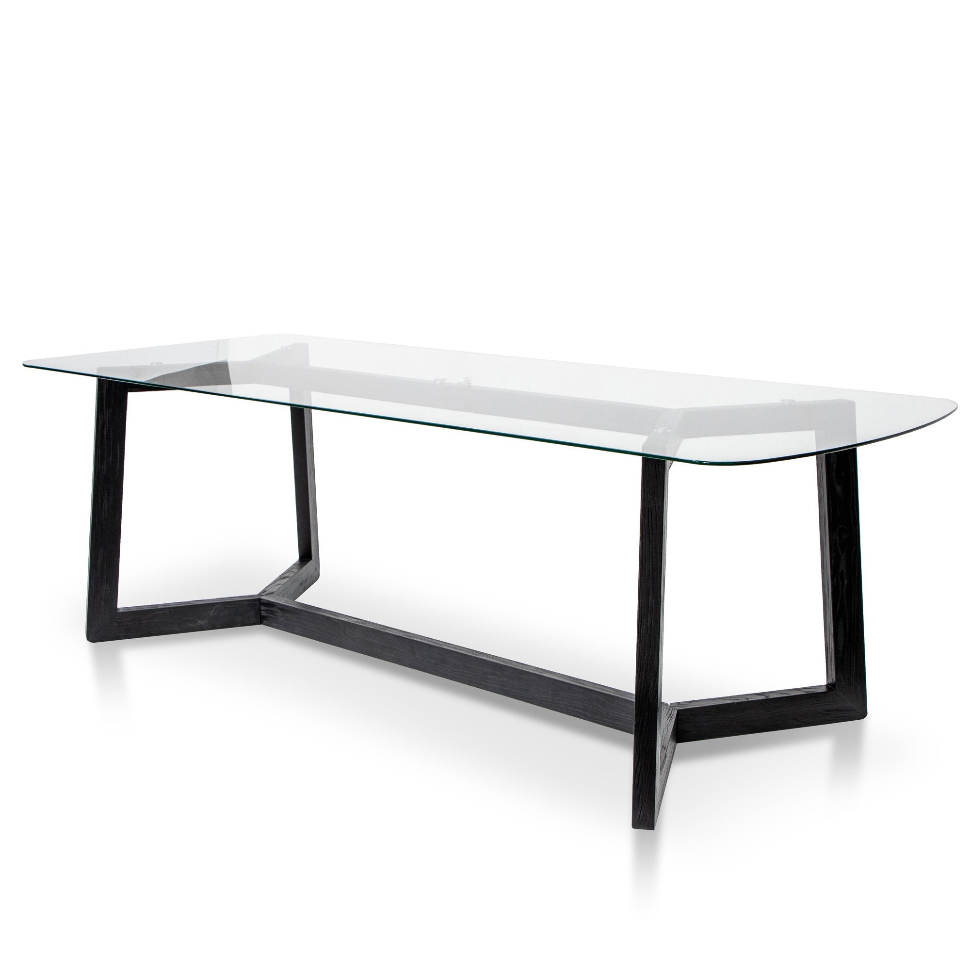 Ashley 2.4m Dining Table - Glass Top with Black Base - Dining Tables