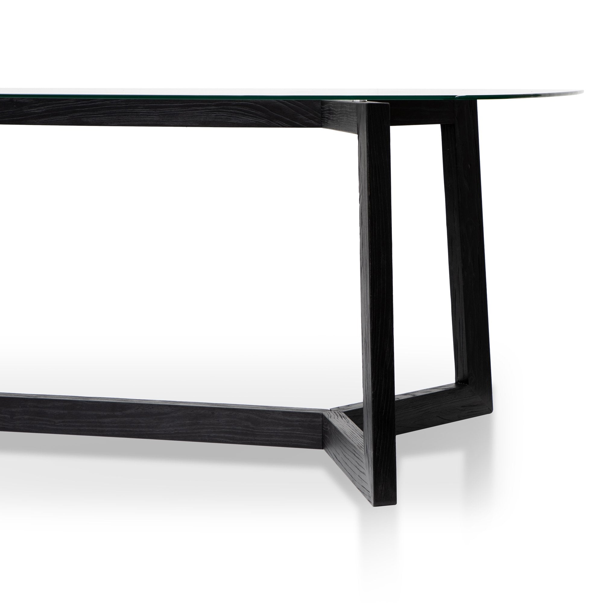 Ashley 2.4m Dining Table - Glass Top with Black Base - Dining Tables