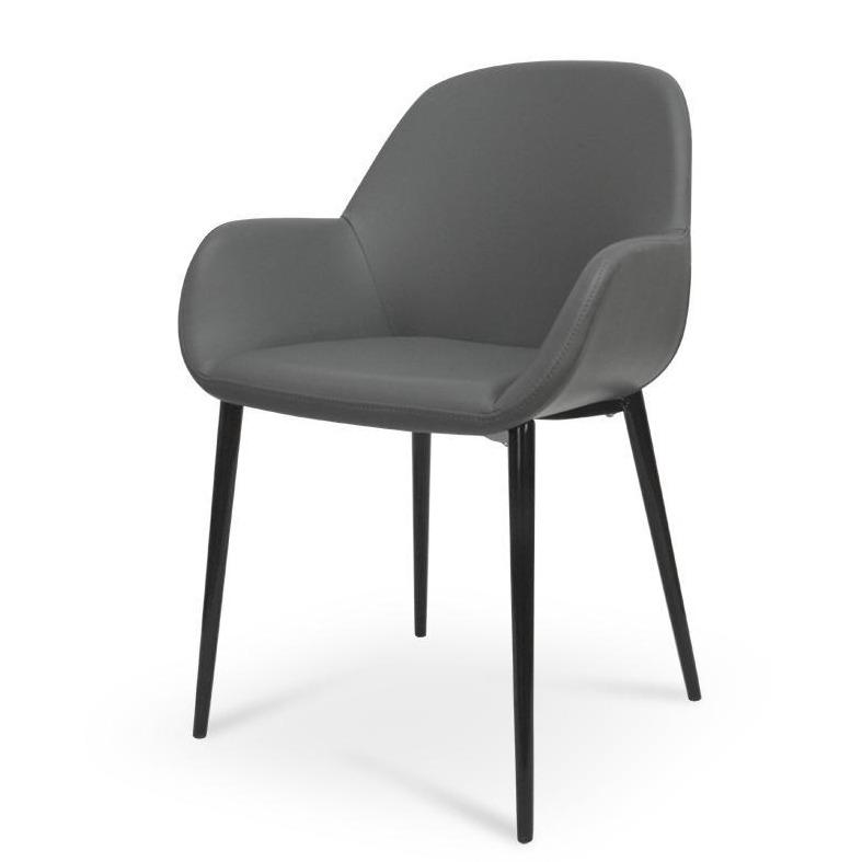 Ava Leather Dining Chair - Charcoal Grey - Dining Chairs