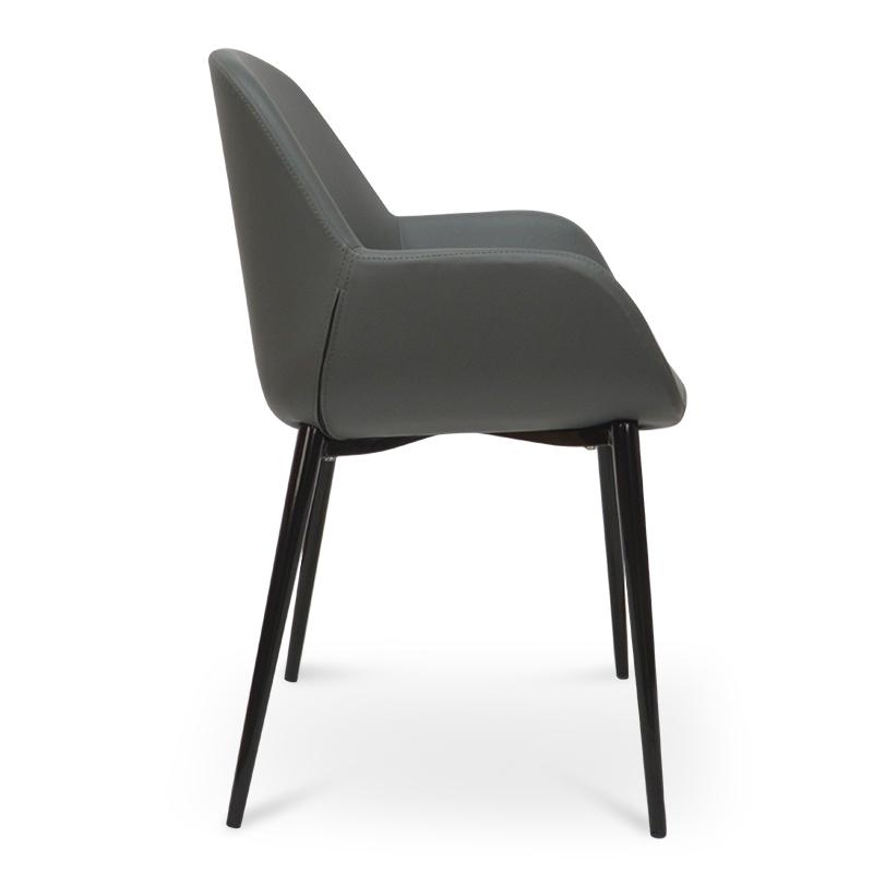 Ava Leather Dining Chair - Charcoal Grey - Dining Chairs