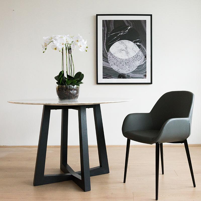 Ava Leather Dining Chair - Charcoal Grey - Dining Chairs