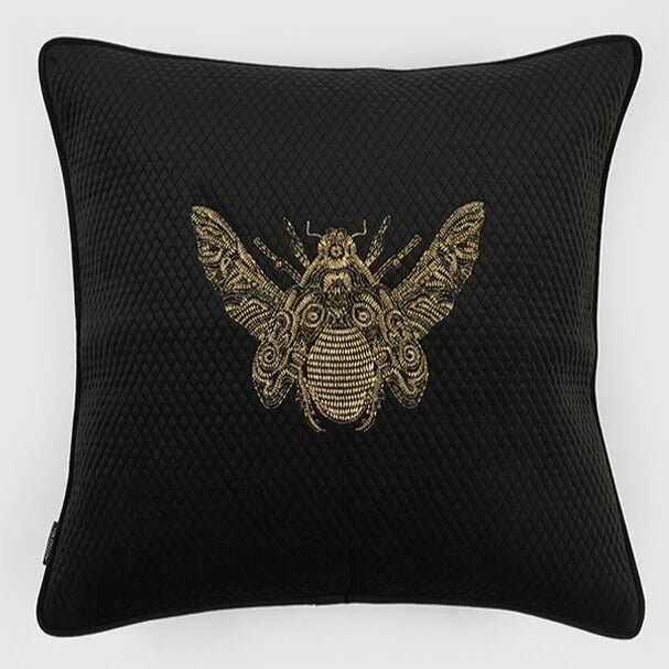 Bee Majesty Velvet Pillow Cover , Black - Pillow Covers