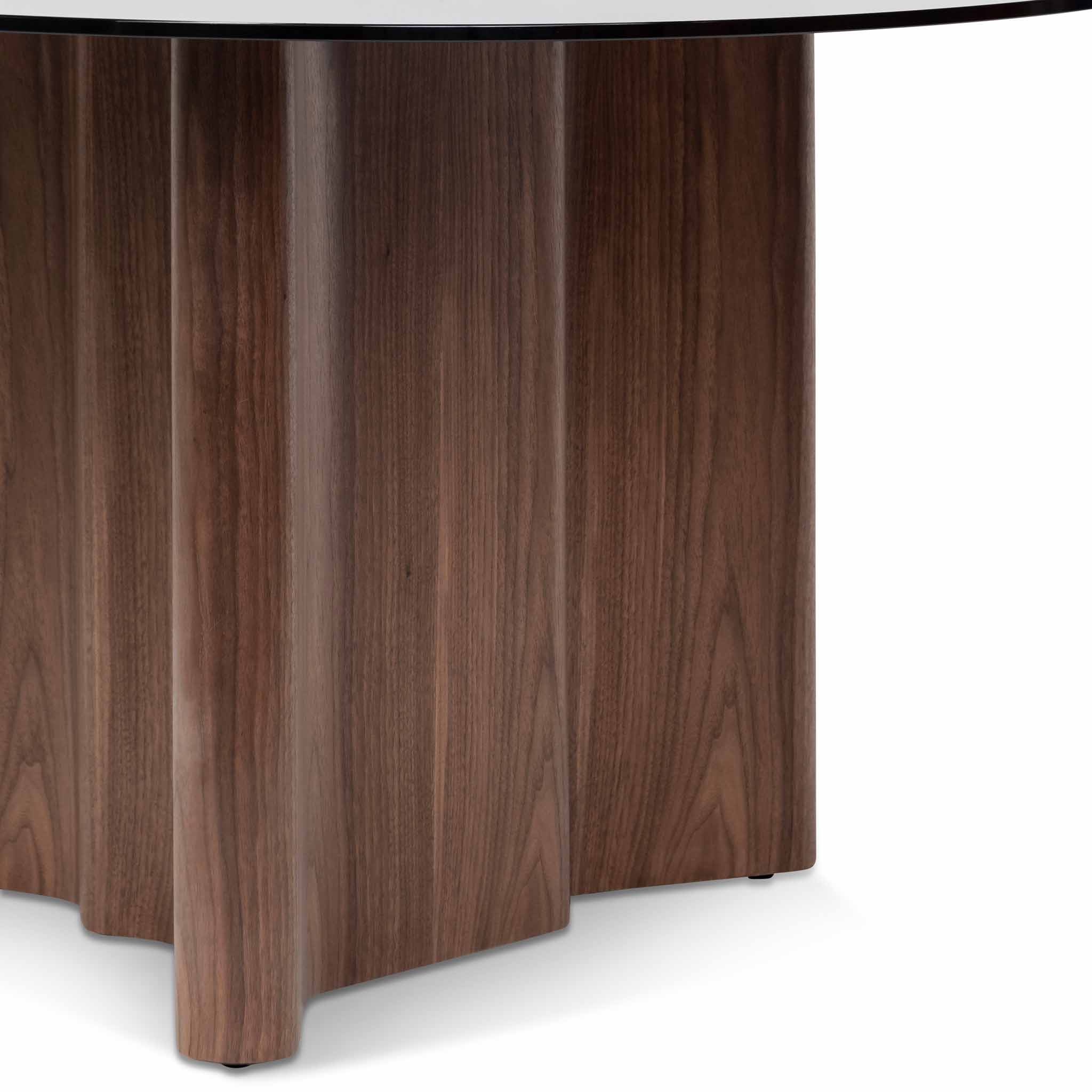 Blake 1.5m Round Black Glass Dining Table - Walnut - Dining Tables