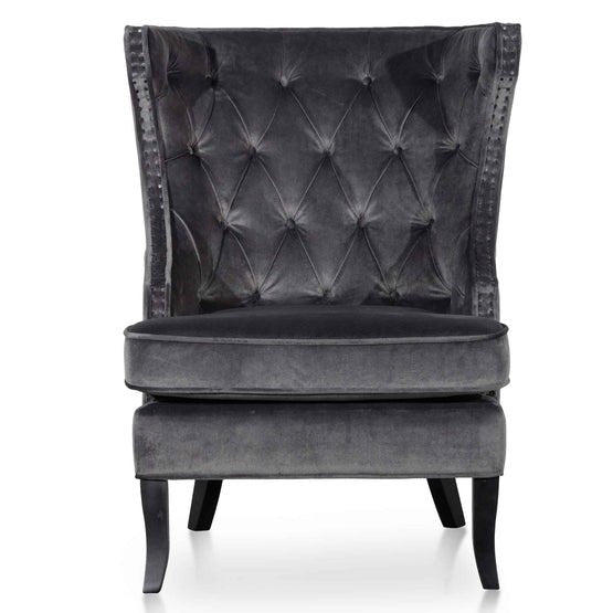 Camilla Wingback Armchair - Cosmic Grey Velvet - Armchairs