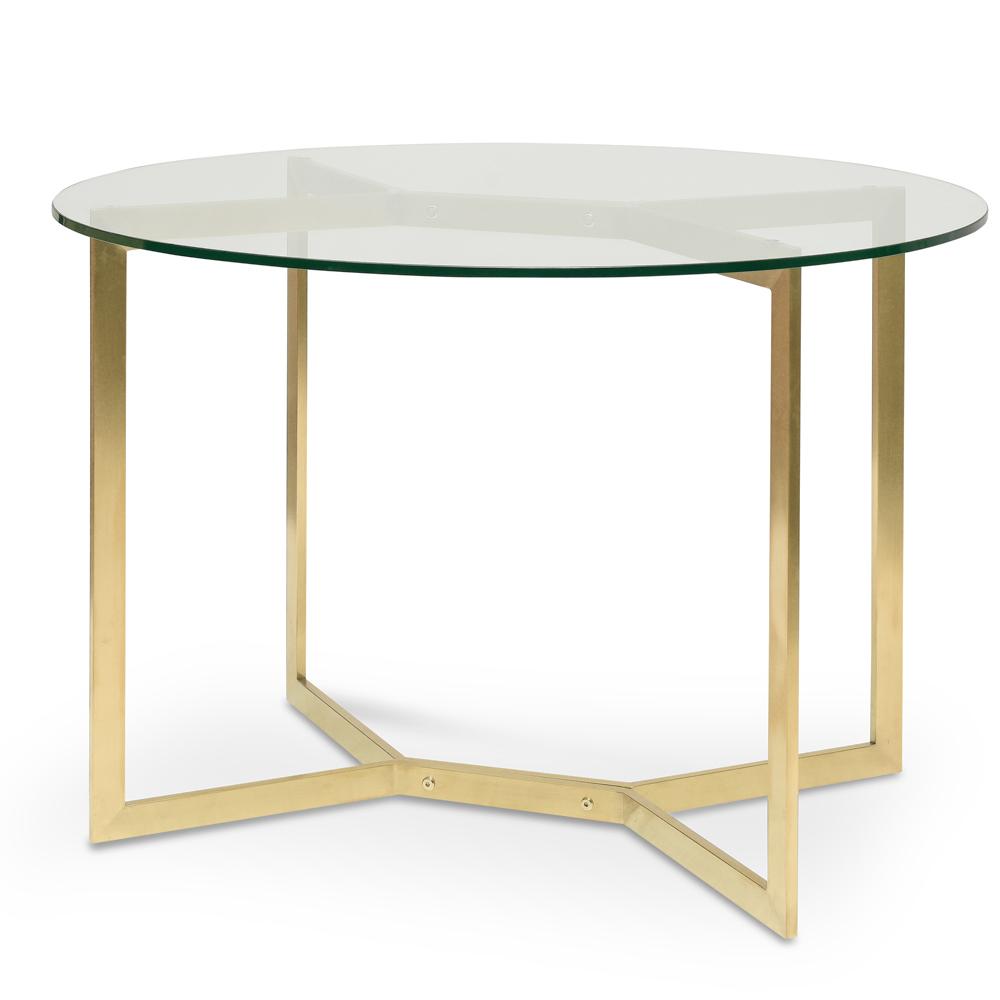 Canyon 1.2m Round Glass Dining Table - Gold Base - Dining Tables