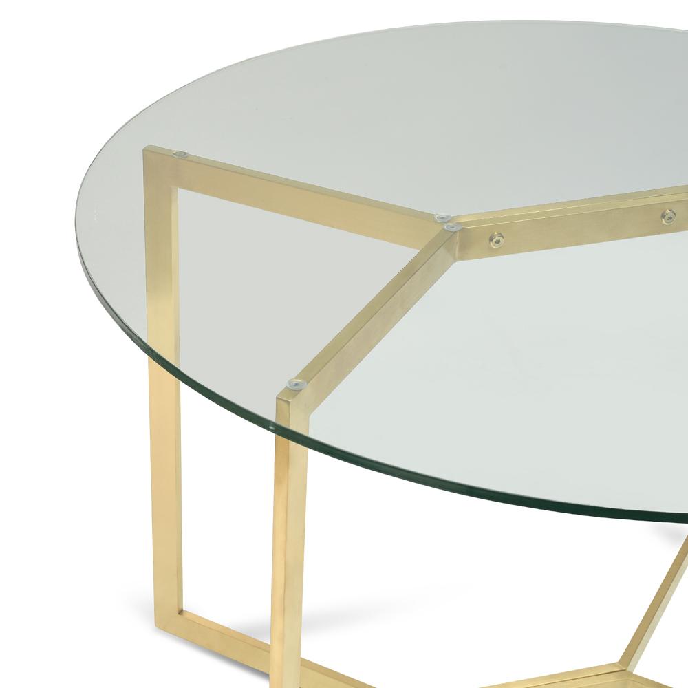 Canyon 1.2m Round Glass Dining Table - Gold Base - Dining Tables