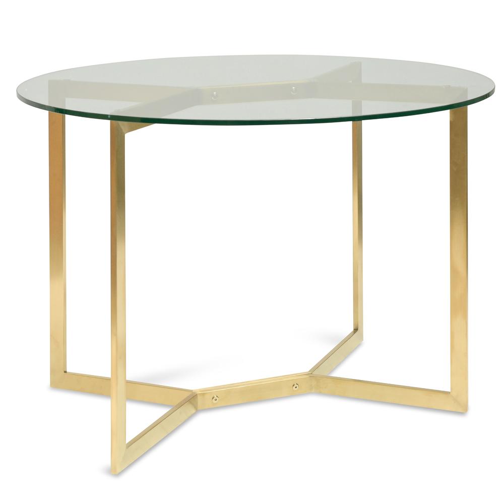 Canyon 1.2m Round Glass Dining Table - Gold Base - Dining Tables