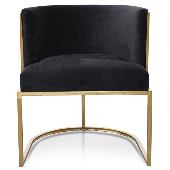 Carmina Black Velvet Lounge Chair - Brushed Gold - Armchairs