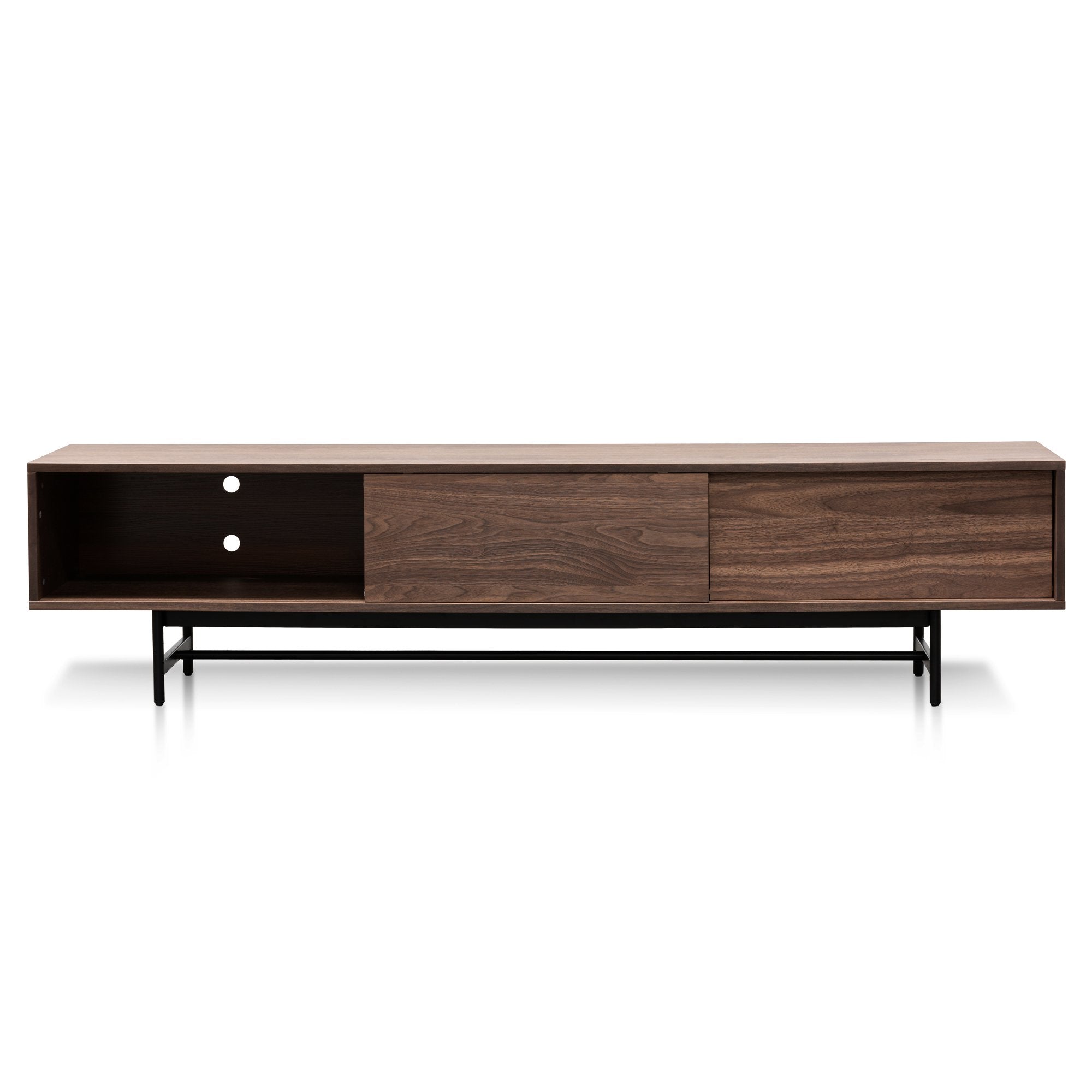 Cassandra Walnut Wooden TV Stand - Black Legs - TV Units