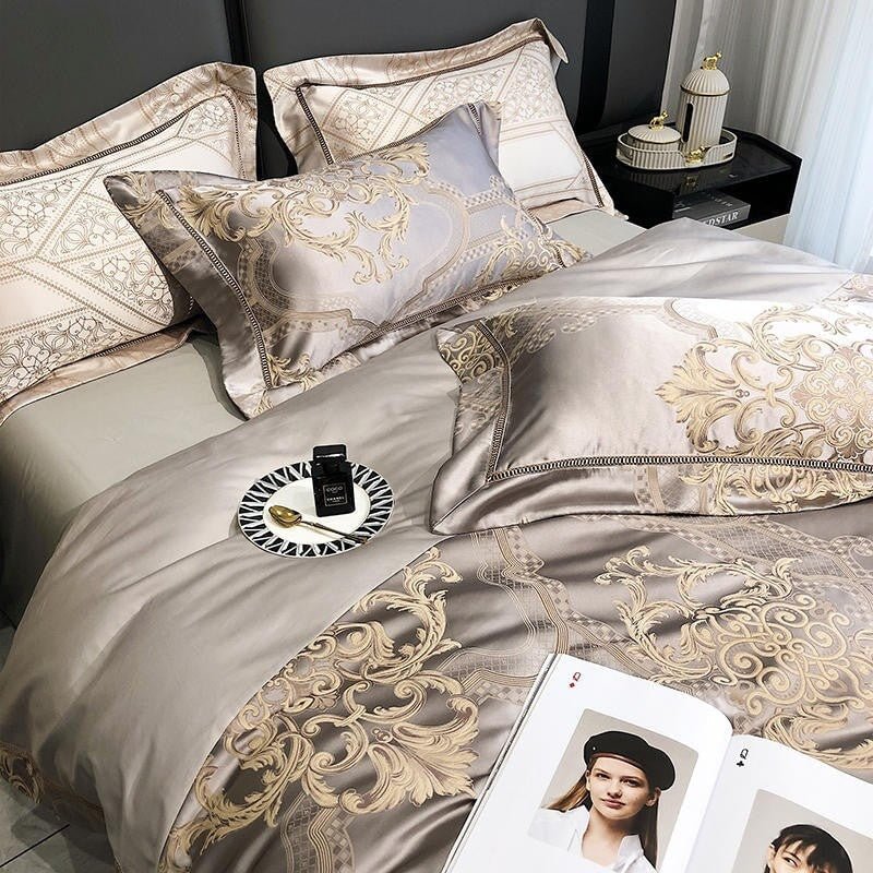 Damask Luxury 1000 TC Egyptian Cotton Duvet Cover Set - Duvet Covers