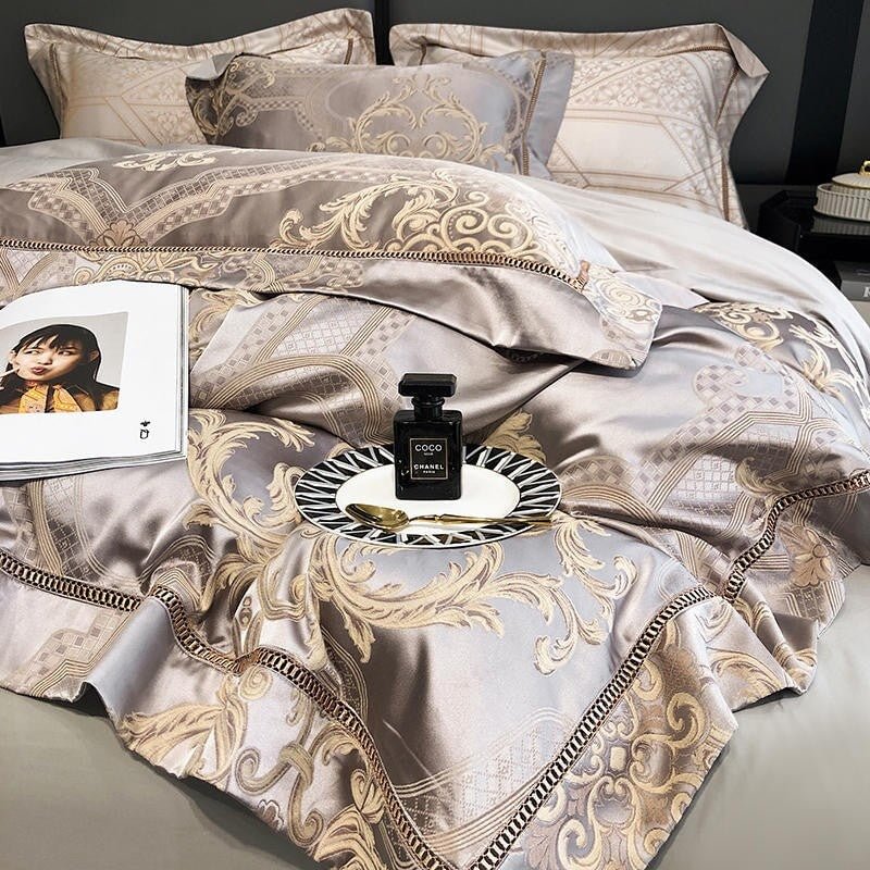 Damask Luxury 1000 TC Egyptian Cotton Duvet Cover Set - Duvet Covers