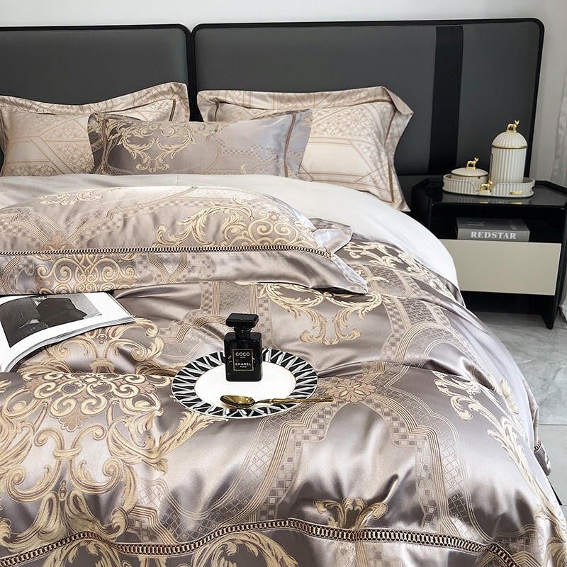 Damask Luxury 1000 TC Egyptian Cotton Duvet Cover Set - Duvet Covers