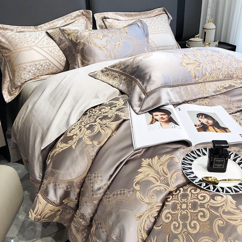 Damask Luxury 1000 TC Egyptian Cotton Duvet Cover Set - Duvet Covers