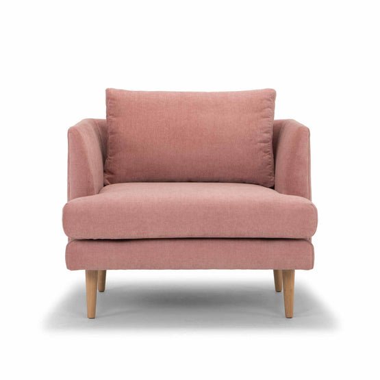 Darcy Armchair - Dusty Blush with Natural Legs - Armchairs