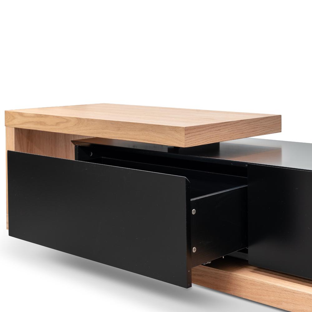 Destiny Extendable TV Stand - Natural Oak - Black Matte - TV Units