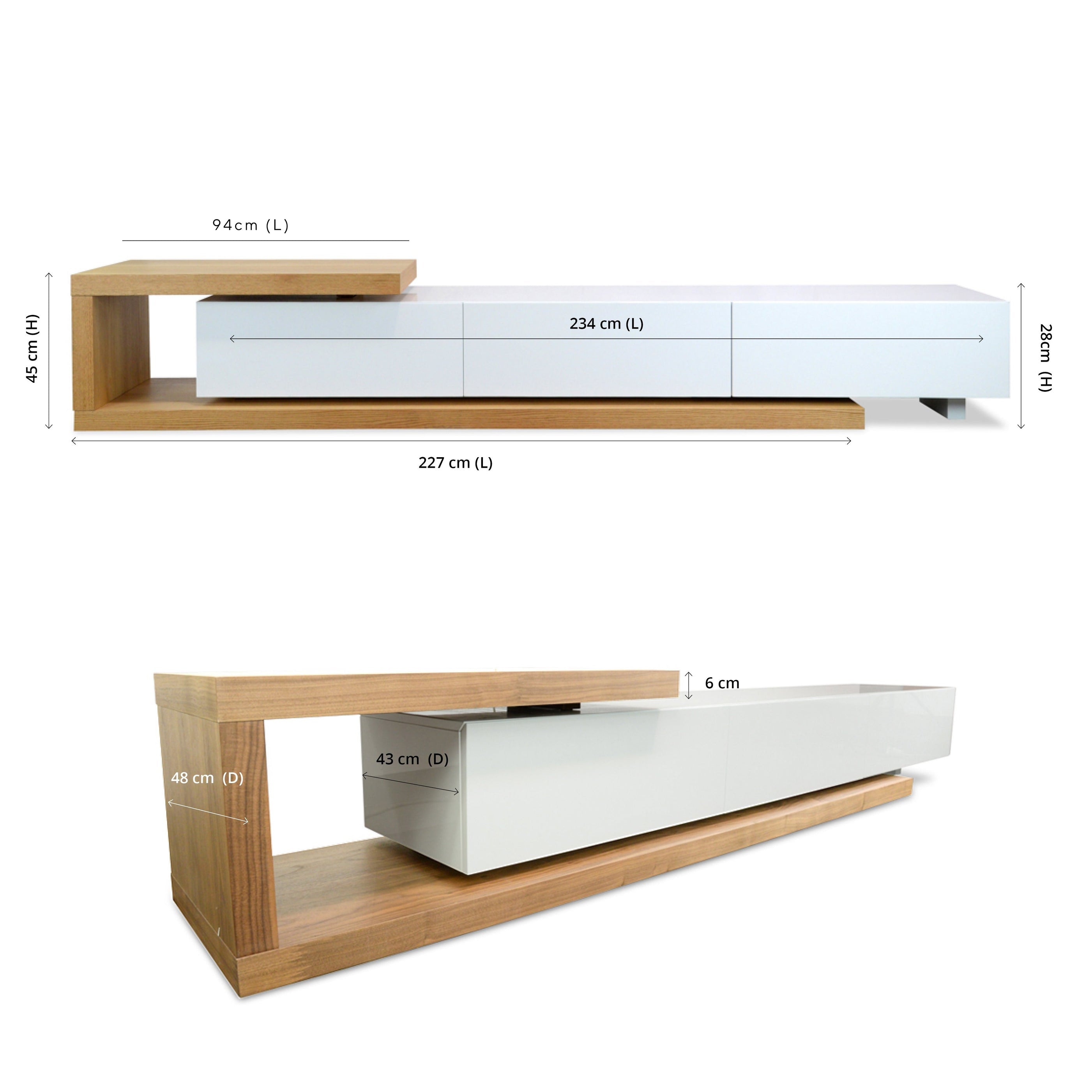 Destiny Extendable TV Stand - Natural - White - TV Units