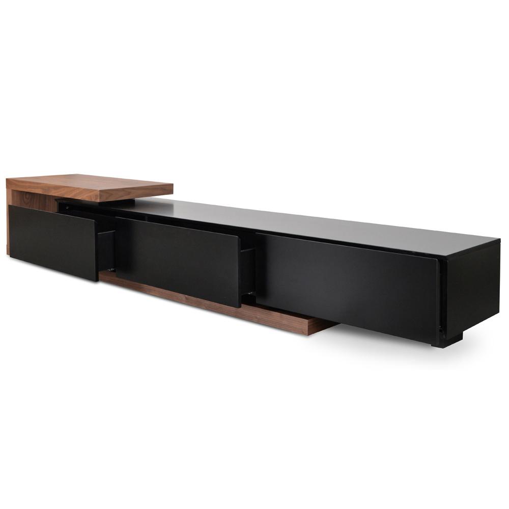 Destiny Extendable TV Stand - Walnut - Black Matte - TV Units