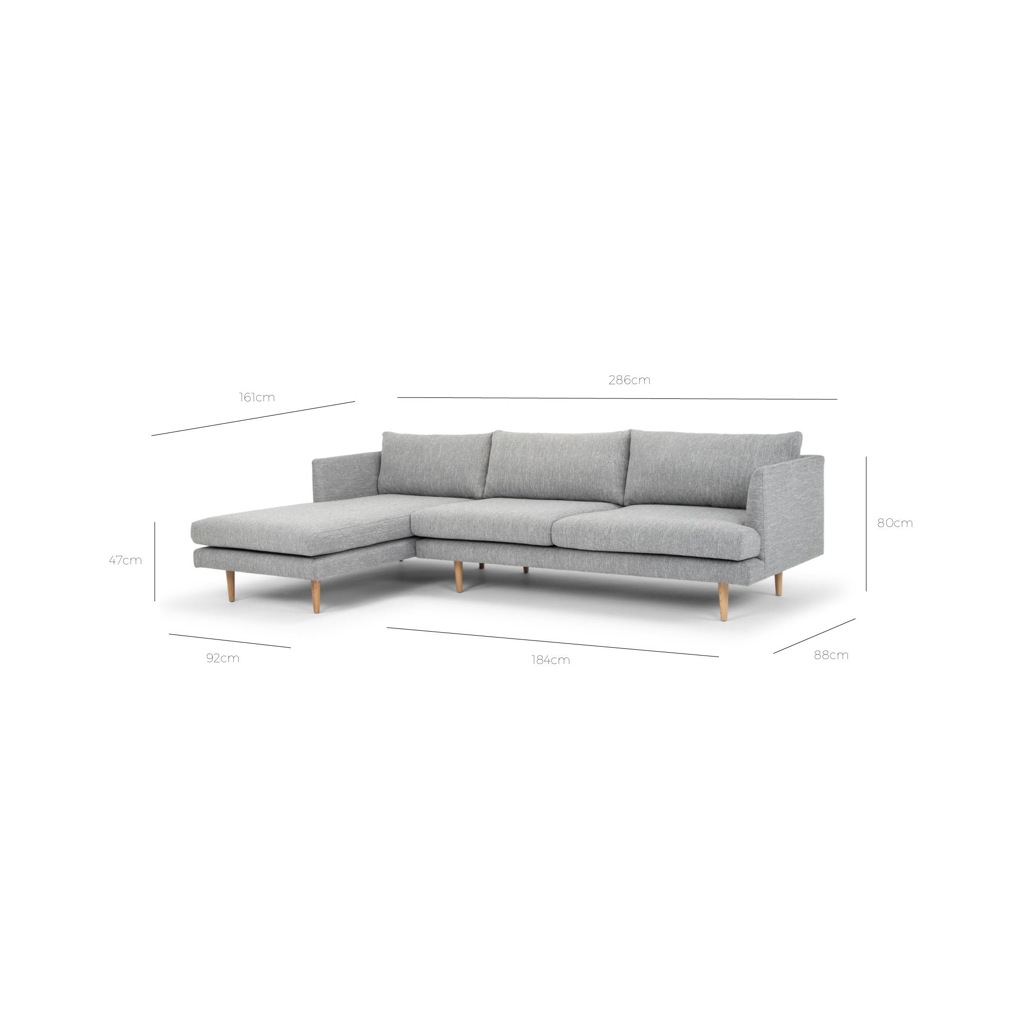 Eleanor 3S Left Chaise Sofa - Graphite Grey - Sofas