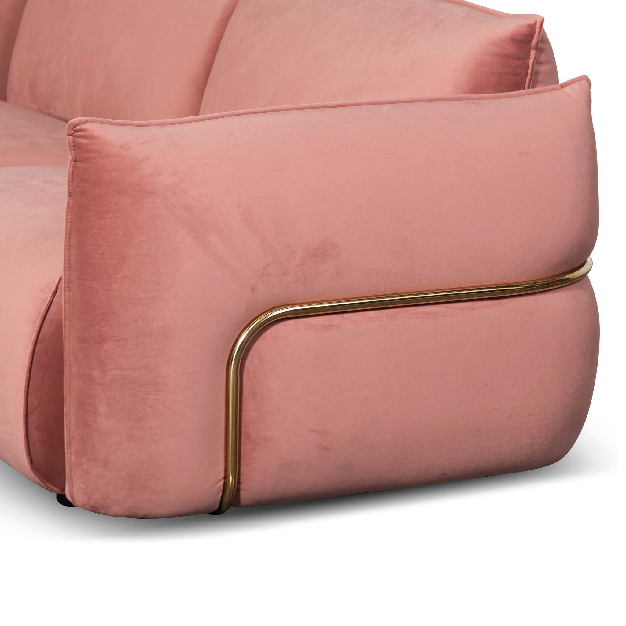 Felix 3S Sofa - Blush Pink Brass Frame - Sofas