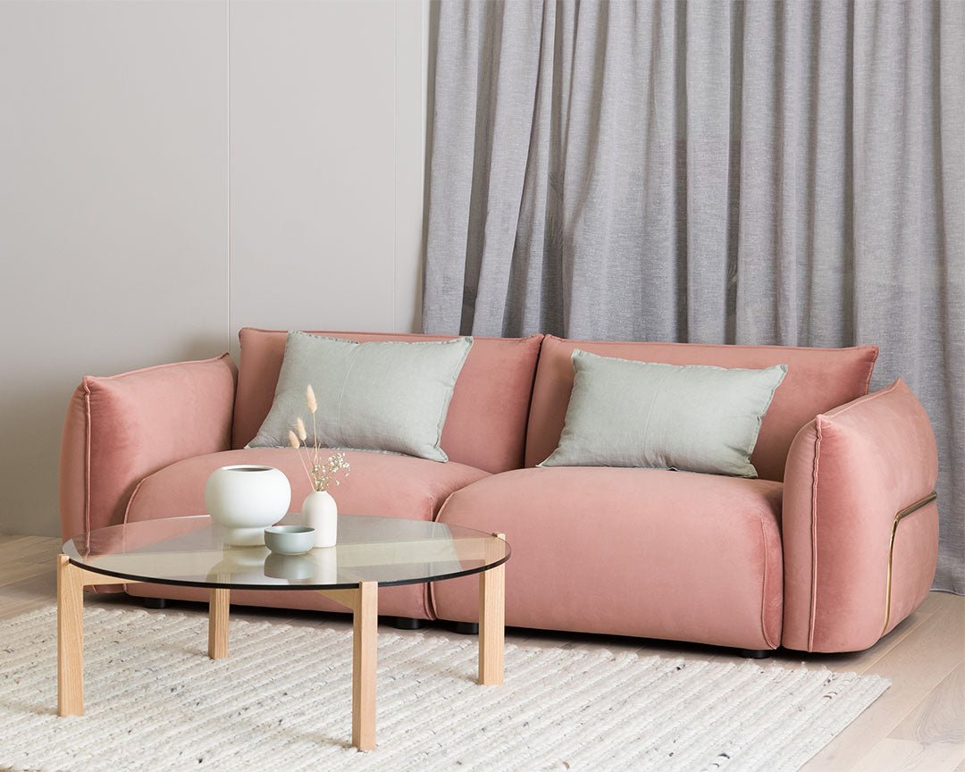 Felix 3S Sofa - Blush Pink Brass Frame - Sofas