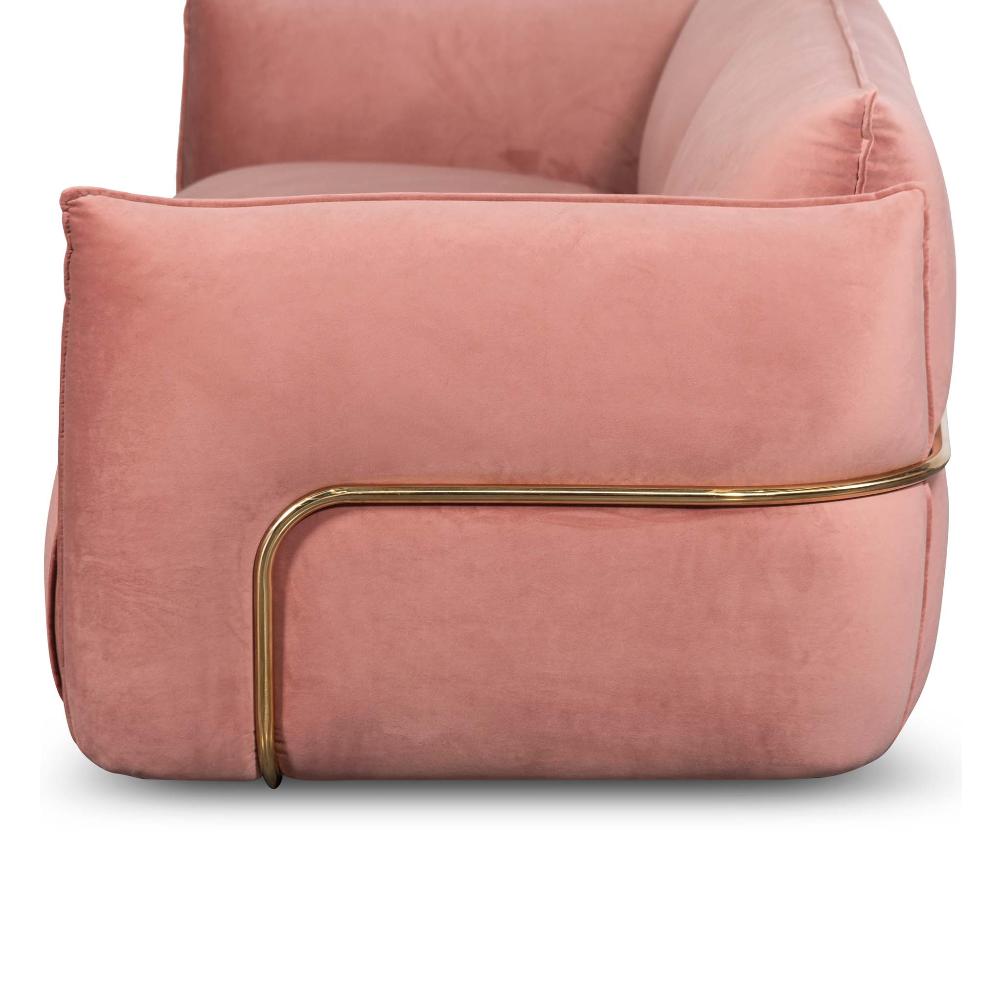 Felix 3S Sofa - Blush Pink Brass Frame - Sofas