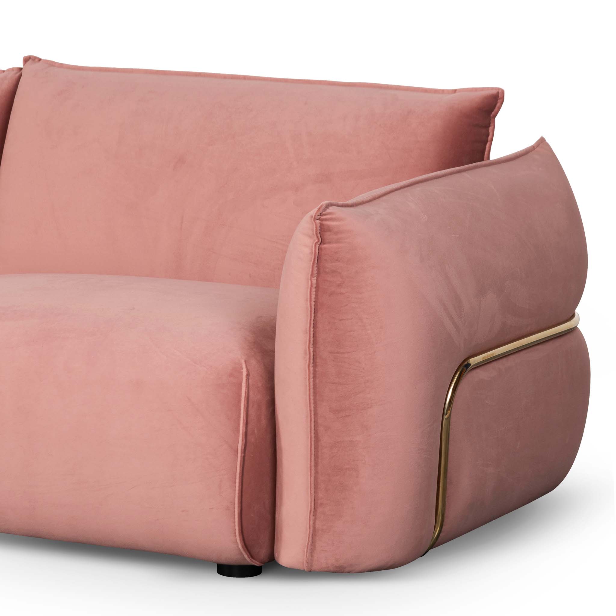 Felix 3S Sofa - Blush Pink Brass Frame - Sofas