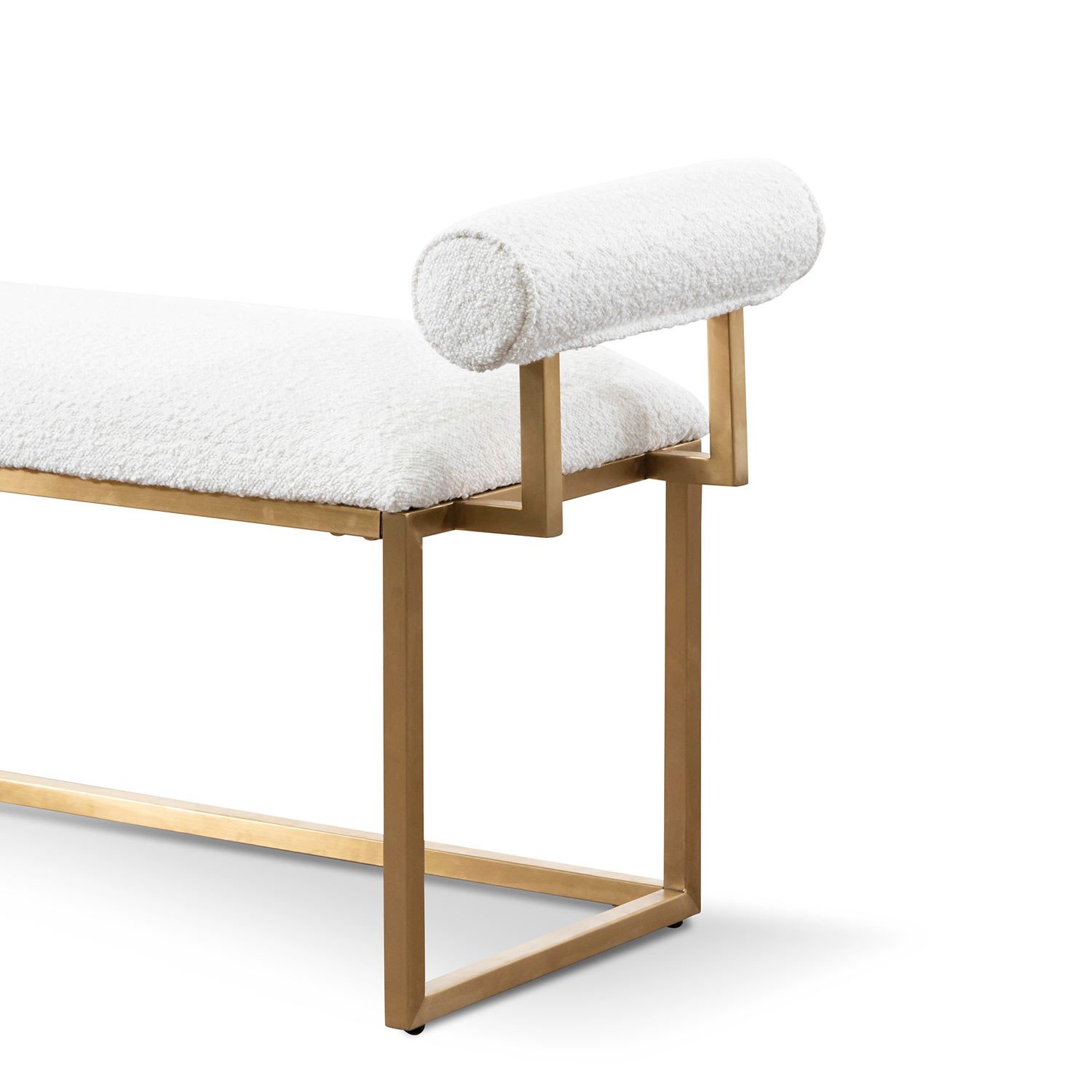 Fiona Ivory White Boucle Bench - Brushed Gold Base - Stool