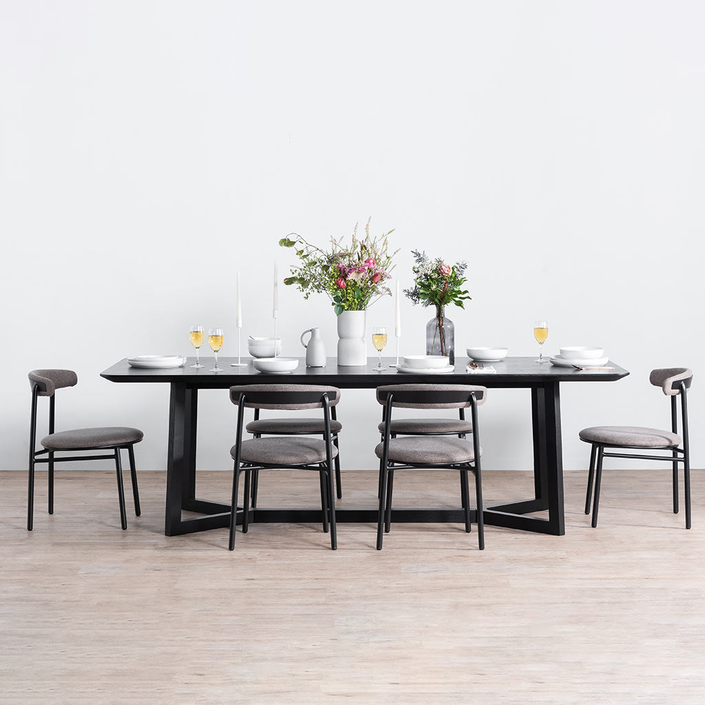 Gian 2.4m Wooden Dining Table - Full Black - Dining Tables