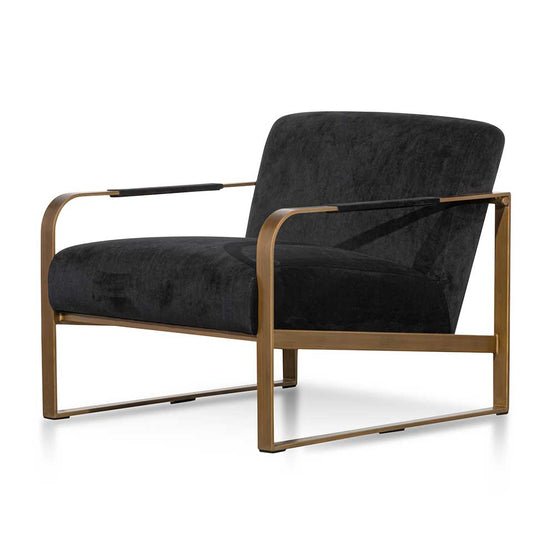 Hazel Black Velvet Armchair - Antique Golden Frame - Armchairs