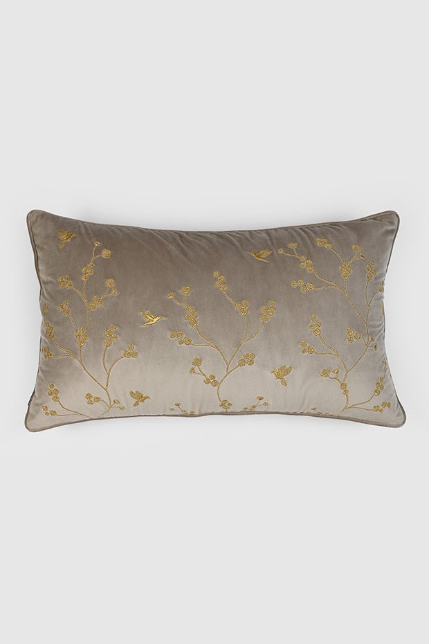 Healing Garden Velvet Lumbar Pillow Cover , Beige - Pillow Covers