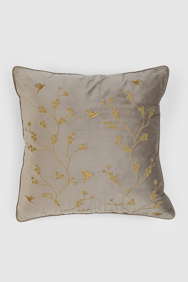 Healing Garden Velvet Pillow Cover , Beige - Pillow Covers