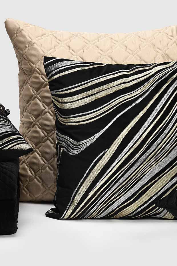 Heiress Oblong Embroidered Black Pillow Cover - Pillow Covers