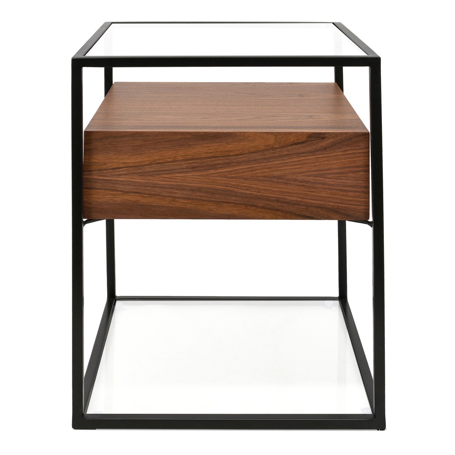 Iris Scandinavian Metal Frame Side Table - Walnut - Bedside Tables