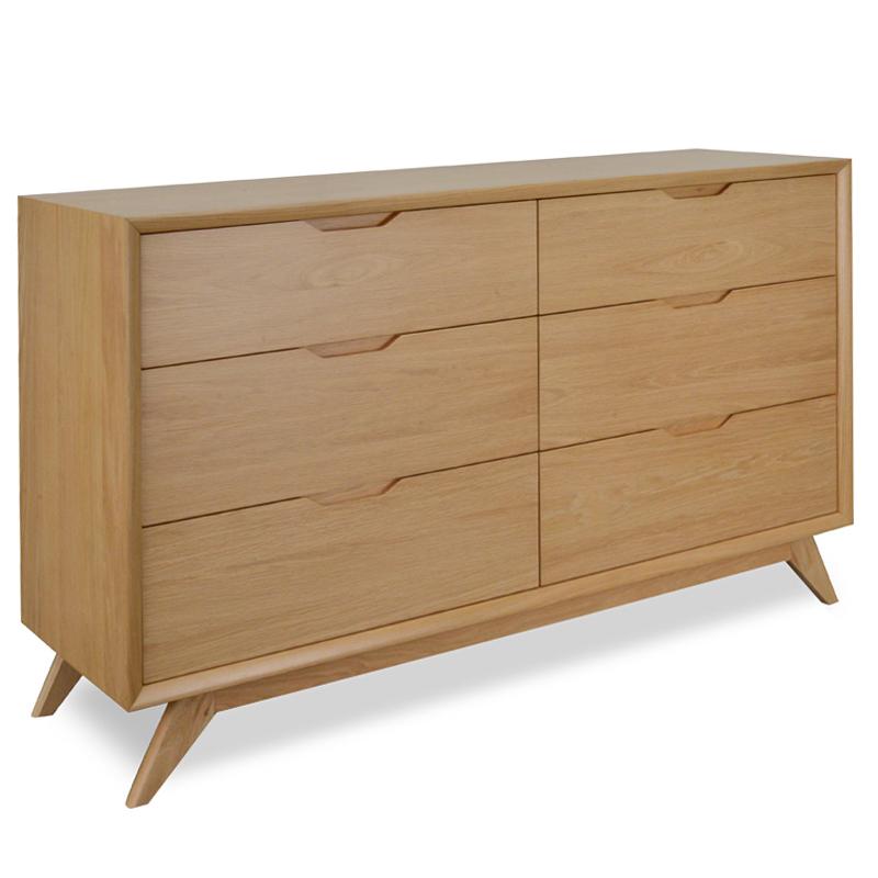 Isla 6 Drawer Wide Chest Wood Dressing - Natural - Dressers