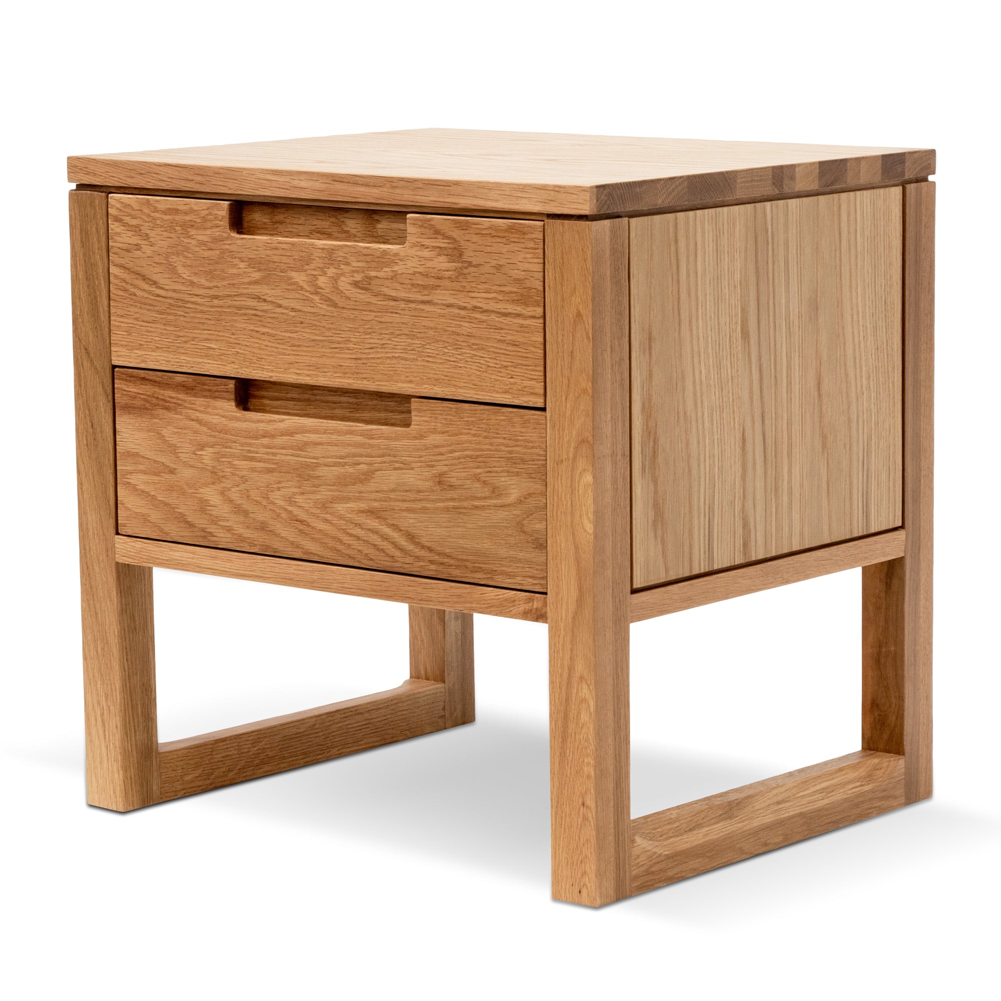 Jeffs 2 Drawer Wooden Bedside Table - Natural Oak - Bedside Tables