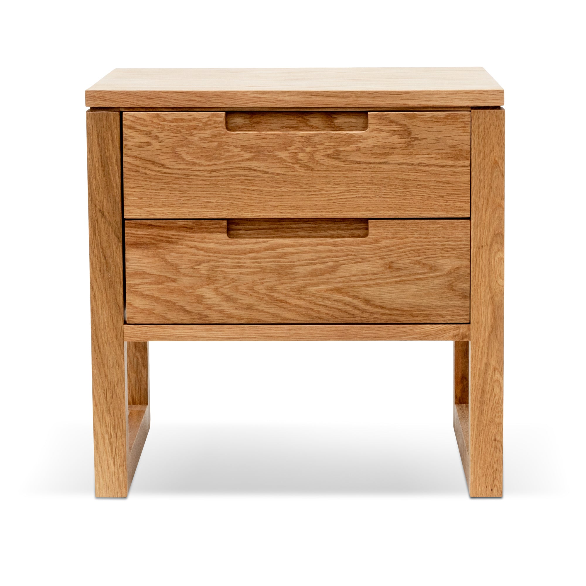 Jeffs 2 Drawer Wooden Bedside Table - Natural Oak - Bedside Tables