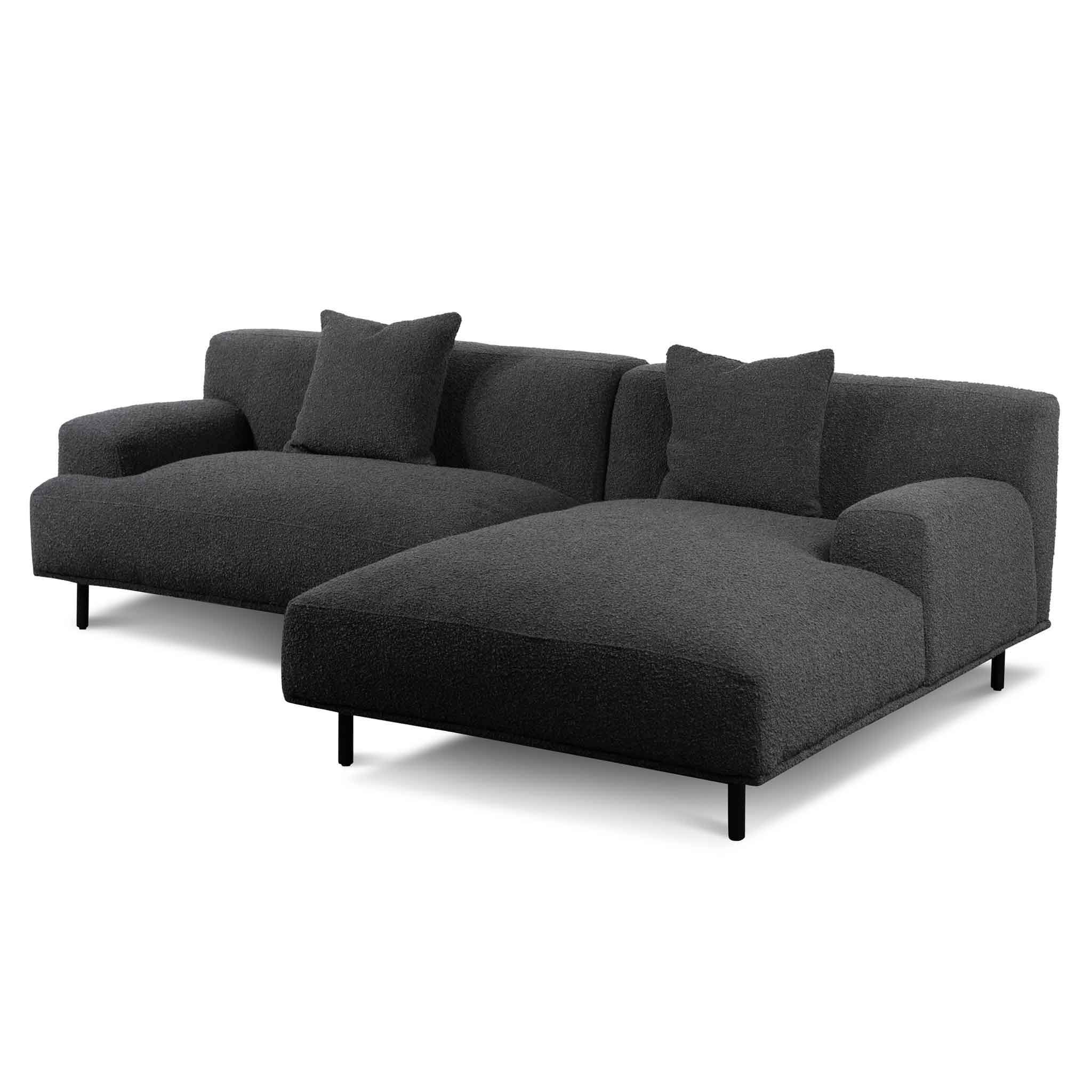 Julia Right Chaise Sofa - Charcoal Boucle - Sofas