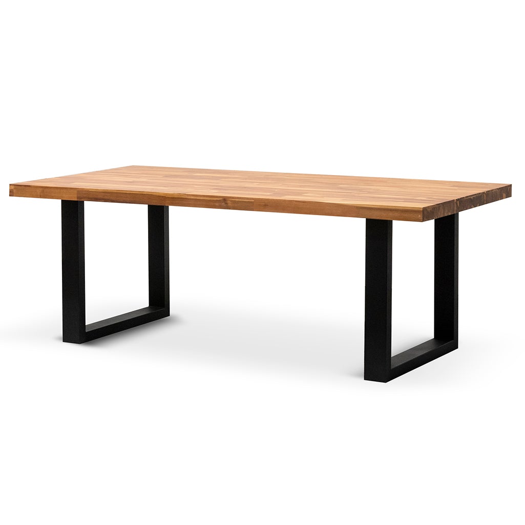 Kayla 2.1m Outdoor Dining Table - Natural with Black Leg - Dining Tables