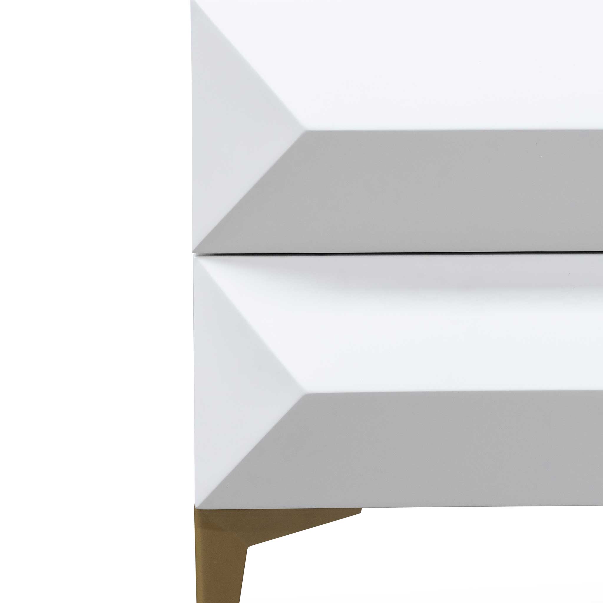 Kora Wooden Side Table - White with Gold Legs - Bedside Tables