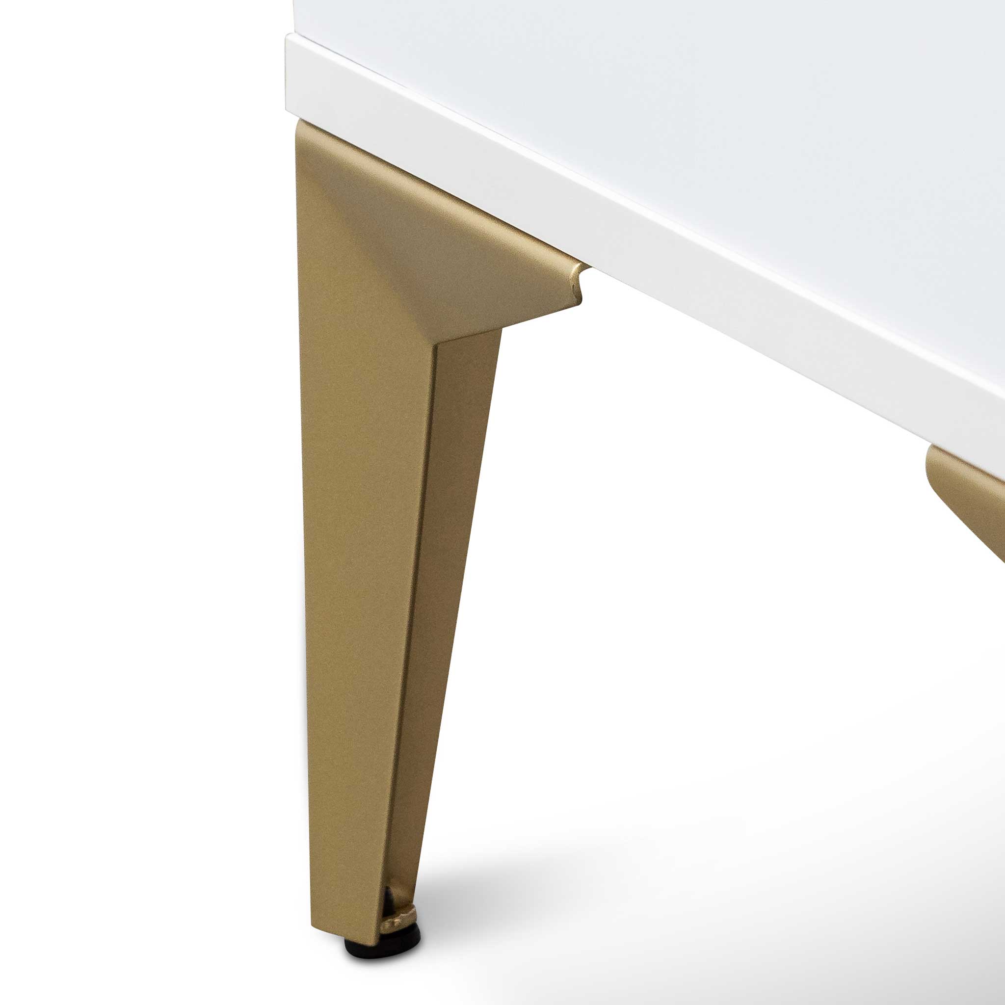 Kora Wooden Side Table - White with Gold Legs - Bedside Tables