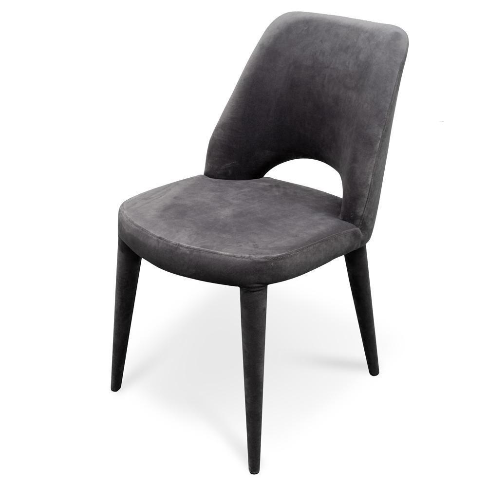 Laila Dining Chair - Dark Grey Velvet - Dining Chairs